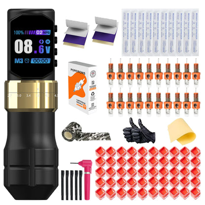 POPEIRONS Pro U Brave1.0 Wireless Tattoo Pen with Adjustable Stroke Tattoo Pen FM Cut Line and Fog