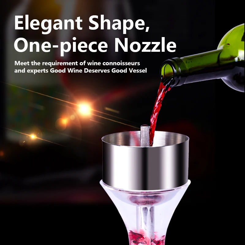 Stainless Steel Wine Shower Funnel with Sediment Strainer, Wine Aerator