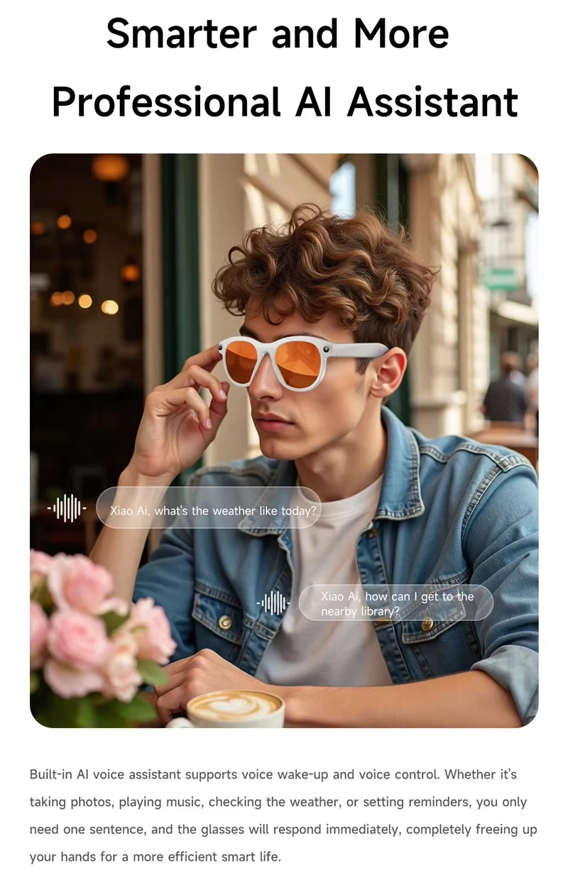 Xiaomi 8K HD AI Smart Camera Glasses Translation Camera Glasses Multifunctional Bluetooth Calling Voice Assistant Music Player