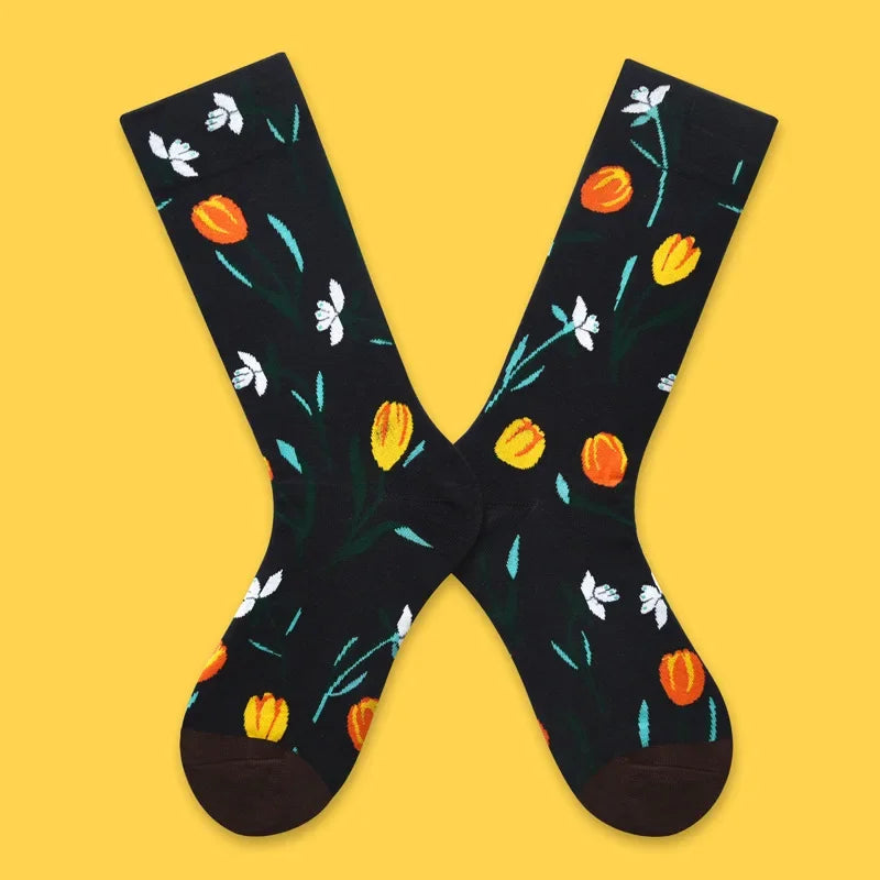 2024 Autumn and winter new socks female French plant series in high tide women's socks  designer socks