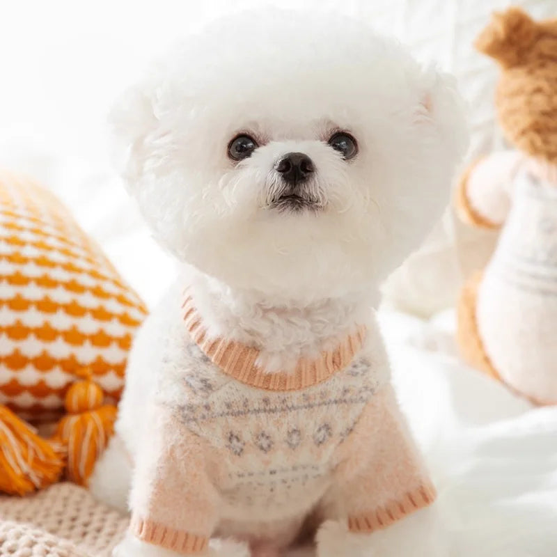 Fashion Plaid Dog Sweater Winter Warm Dog Clothes Cute Simple Puppy Knitted Pullovers Warm Soft Cat Sweaters Bichon Pet Costumes