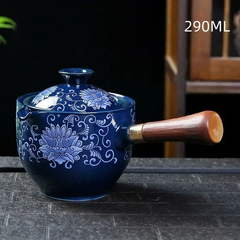 New Style Ceramic Glass Teapot Chinese Gongfu Tea Pot 360 Rotation Tea Maker  Automatic Single Pot   Teapot For Tea