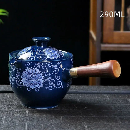 New Style Ceramic Glass Teapot Chinese Gongfu Tea Pot 360 Rotation Tea Maker  Automatic Single Pot   Teapot For Tea