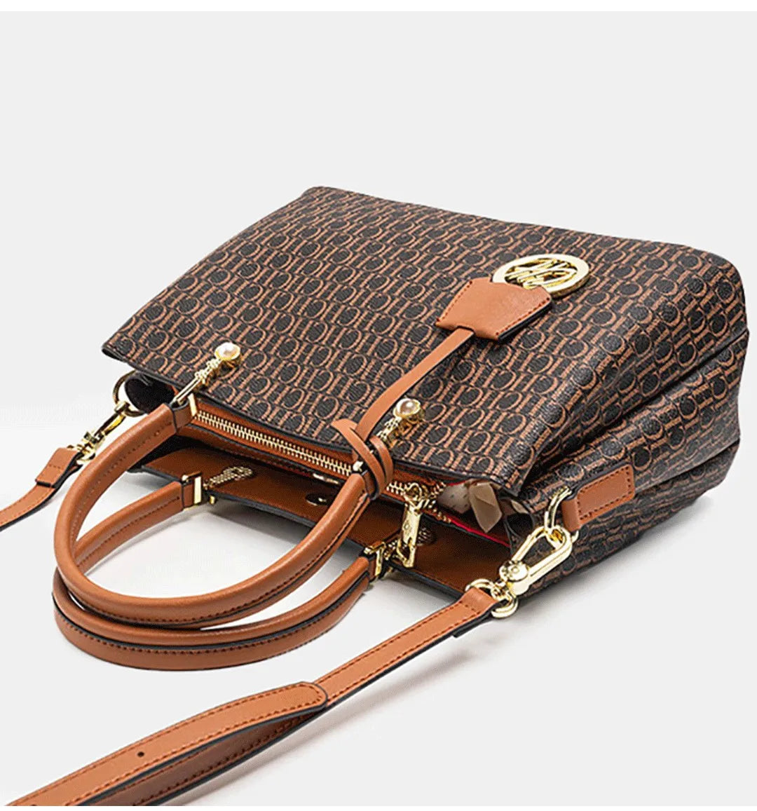CH Letter Printed Handbag Light Luxury Brand Letter Pendant Design Fashionable and High-quality PU Leather Tote Bag
