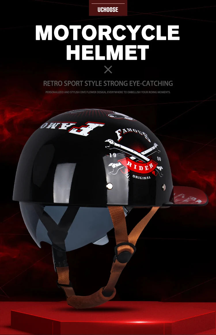 Adult Open Face Summer Retro Motorcycle Vintage Half Helmet Baseball Cap Helmets Children Riding Motocross Men Women