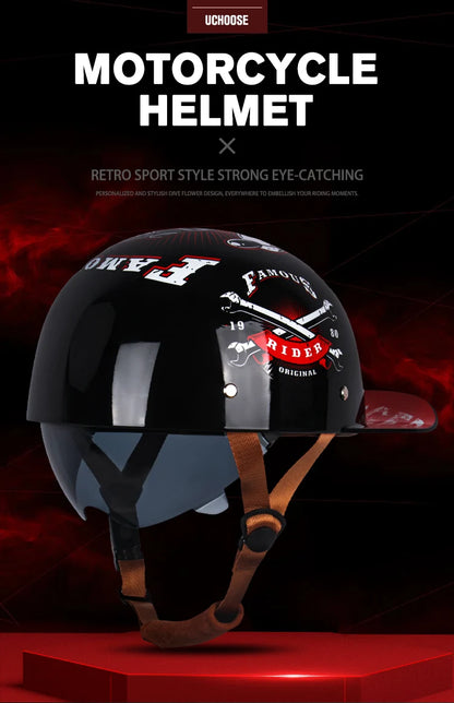 Adult Open Face Summer Retro Motorcycle Vintage Half Helmet Baseball Cap Helmets Children Riding Motocross Men Women