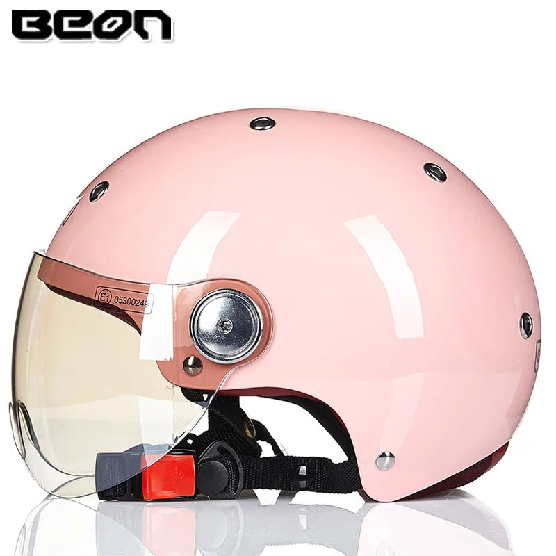 BEON Motorcycle Helmet for Adult and Child All Seasons Electric Vehicle Half Helmet Summer Sun Protection Helmet Motorcycle