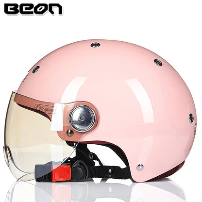 BEON Motorcycle Helmet for Adult and Child All Seasons Electric Vehicle Half Helmet Summer Sun Protection Helmet Motorcycle