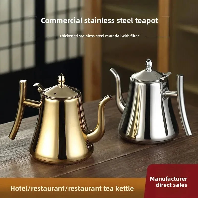 1L/1.5L Gold Teapot with Infuser Stainless Steel Water Kettle Tea pot Polish Fashion Durable Coffee Cold Water Pot Home Tea Tool