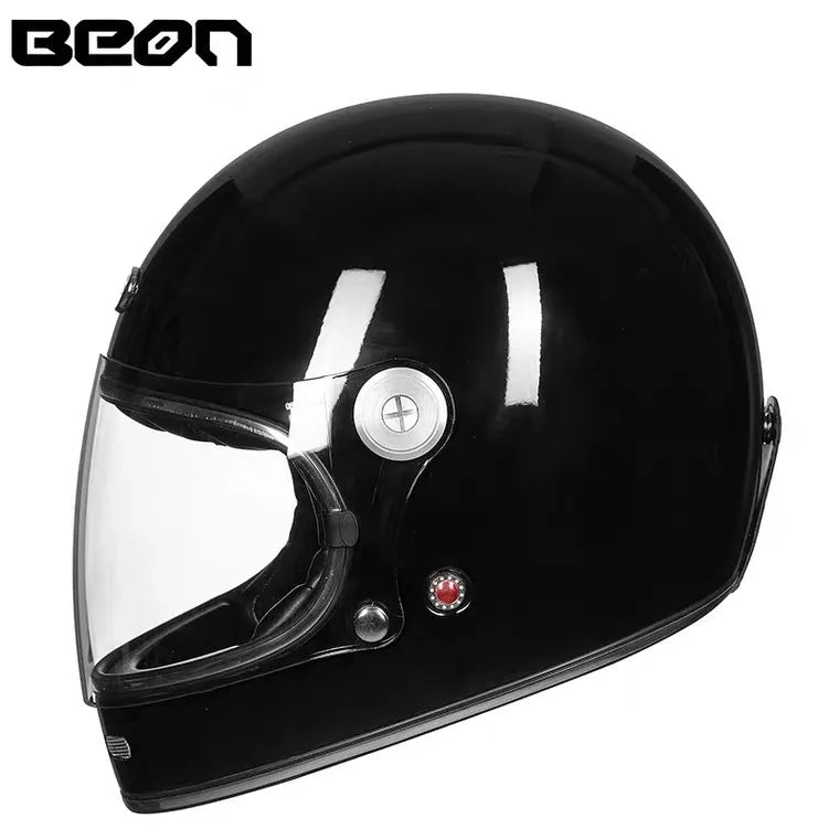 BEON Lightweight Fiberglass Full Face Helmet for Men Women Retro Motorcycles Helmet Cool and Personalized Karting Helmet B510
