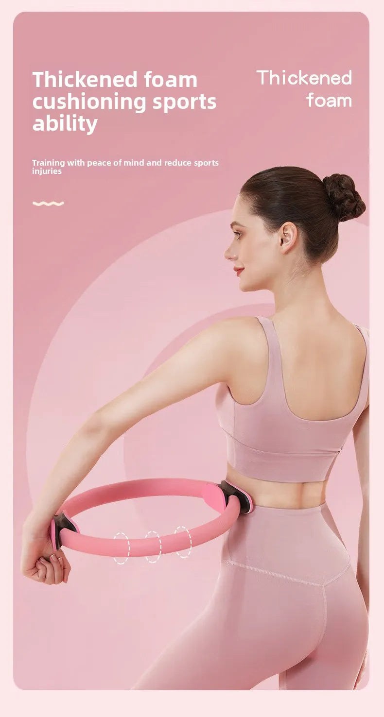 1Pcs 38CM Yoga Pilates Ring with Anti Slip Handle yoga Sports Resistance Circle for Women Home Fitness Muscle Training Equipment