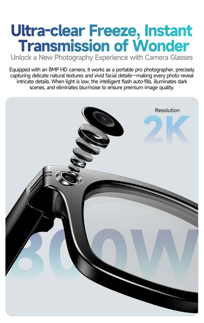 8MP HD Camera Smart Glasses Color-Changing AI Real-time Translation BT Call Music Play Photo Video Record Sunglasses Men Women