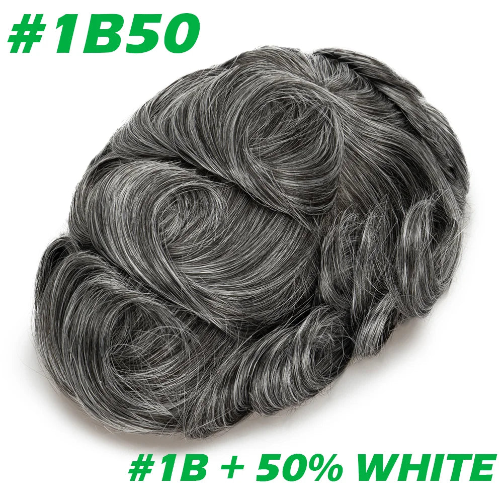 Men Toupee 0.06mm Thin Skin Natural Hairline Men's Capillary Prothesis Toupee Men Wigs Male Wig Hair System 100% Human Hair