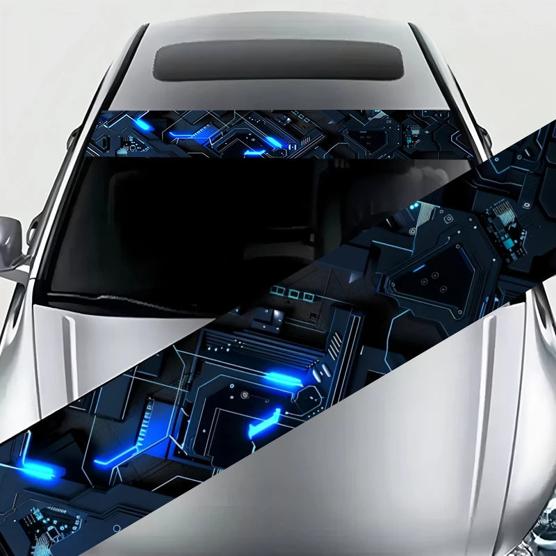 1-Piece Cyberpunk Circuit Board Decorative Strips Car Stickers: 1-Piece Set - Waterproof, Scratch Resistant, Suitable