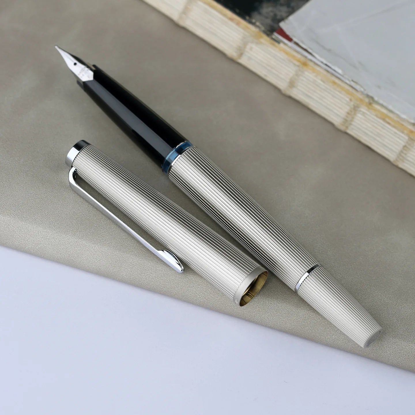 Limited MAJOHN B32 Metal Strive Piston Fountain Pen with Butterfly F Tip Student Adult Iridium Writing Ink Pen Office Supply