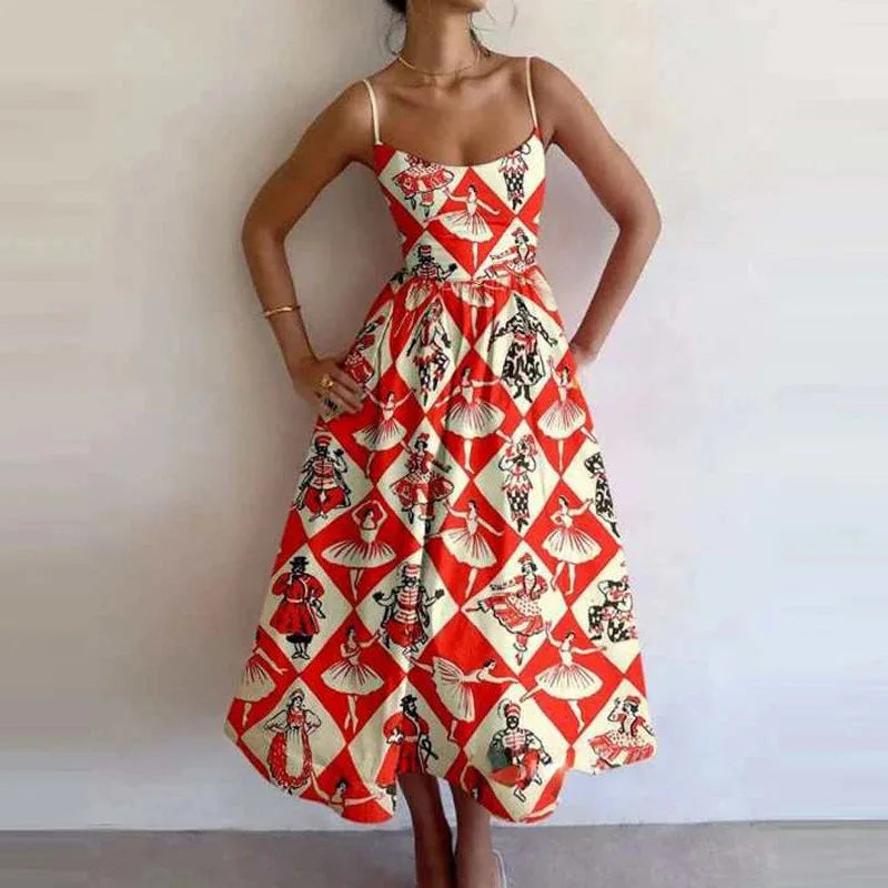 Elegant Women's Long Dresses 2025 Summer Print Vacation Suspender Sexy Dress Vestidos Mujer Verano  Платье Летнее Ropa Y2k Mujer