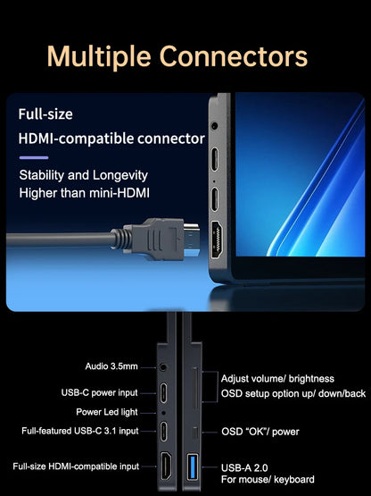 15.6inch 4K OLED Touch Screen Portable Monitor 500Nit USB-C HDMI-Compatible External 16:10 Gaming Display for Xbox Switch Laptop