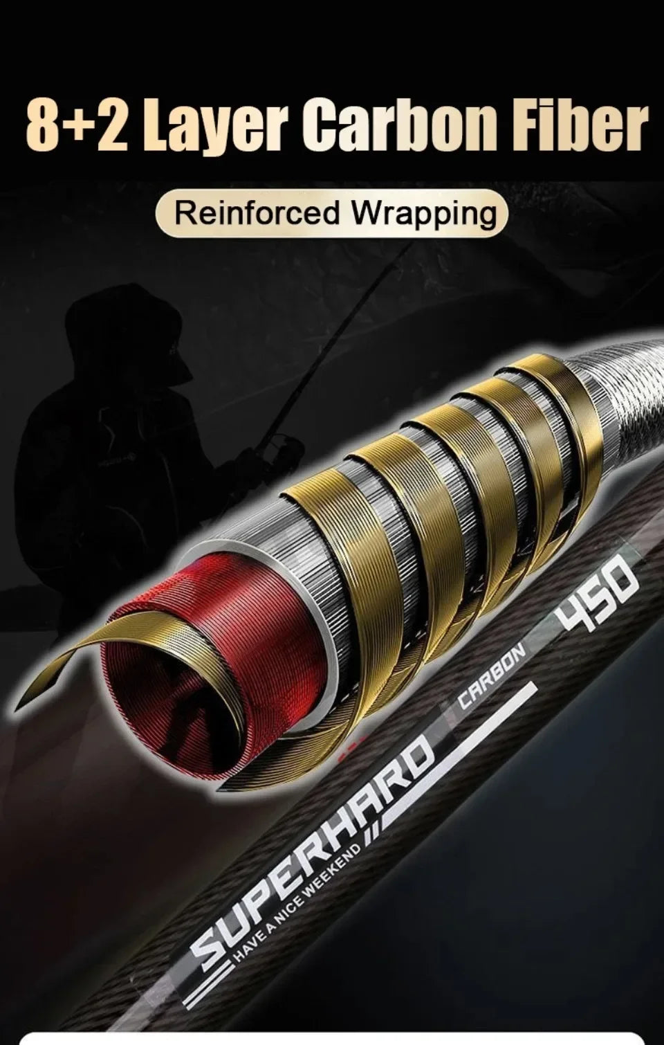 2.1-4.5M Telescopic Fishing Rod Carbon Spinning Fishing Pole Boat Saltwater Freshwater Beach Rock Surfcasting Baitcasting Rod