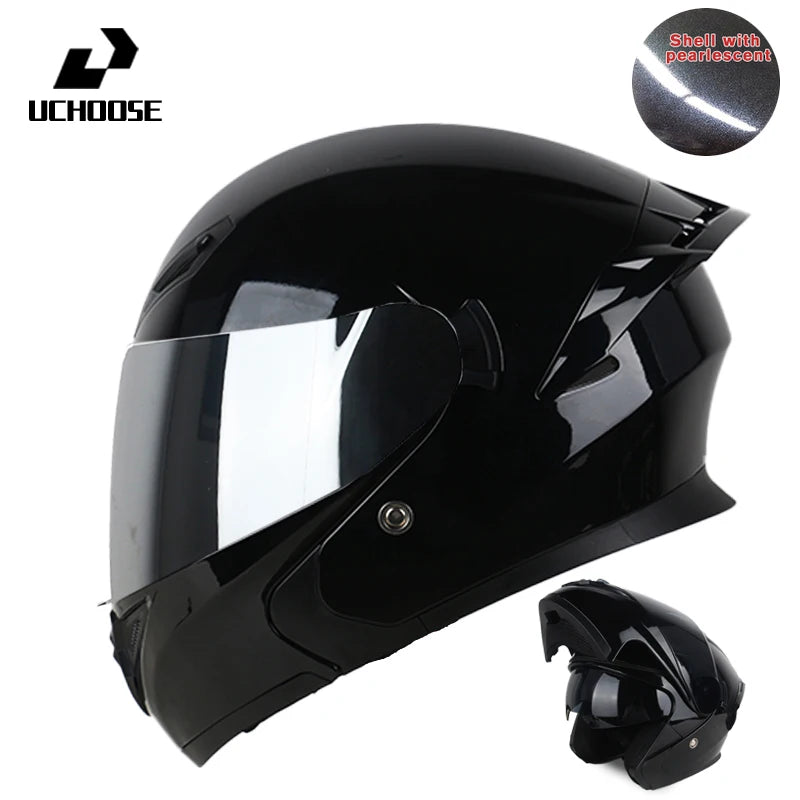 Uchoose DOT Modular helmet Full Face Helmets Crash Motorbike Protective Gear unisex Flip Up Helmet Motorcycle Double Sun Visor