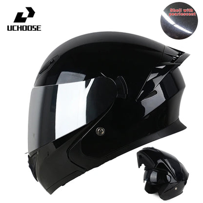 Uchoose DOT Modular helmet Full Face Helmets Crash Motorbike Protective Gear unisex Flip Up Helmet Motorcycle Double Sun Visor