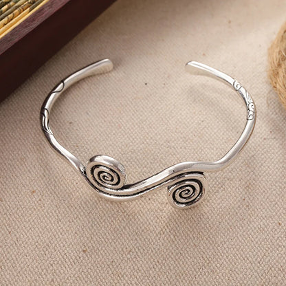 Vintage Bohemian Adjustable Vintage Bracelet Handmade Ethnic Tribal Bracelet with Spirals and Carvings for Easter or Daily Wear