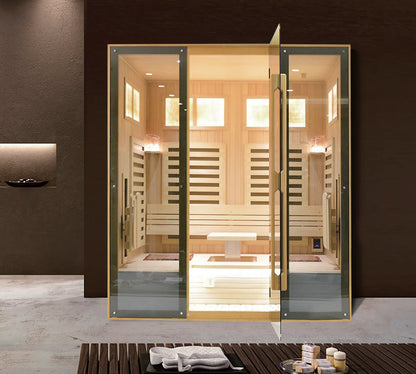 Customization Modern Dry Wet Steam Shower Room Outdoor Sauna Cabin Combos Steam Shower Full Spectrum Far Infrared Sauna Bath Woo