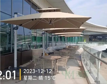 Sun Umbrella, Outdoor Furniture, with Solar LED Lights, Outdoor Umbrella Furniture Set, Sun Protection and Rain Protection