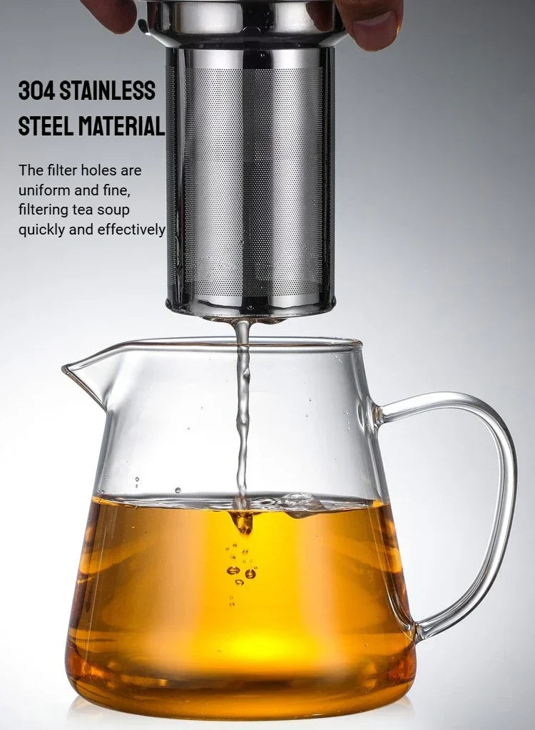 450/1300ML Arshen Filterable Heat-resistant Glass Teapot With 304 Stainless Steel filter Can Heated on Fire Clear Glass Teapot