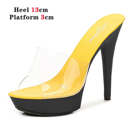 Brand Designer Sandals 2022 New Women Candy Color Slippers High Heels Slippers Sandals 13cm  Pointed Toe Slides Party Sexy Shoes