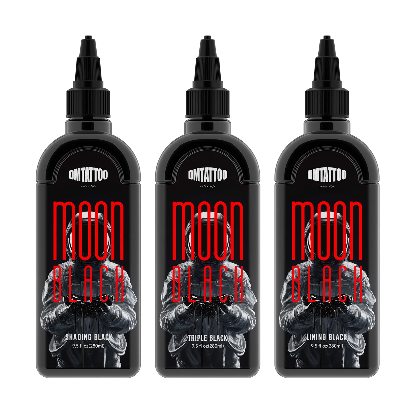 DM 9.5oz/280ml Tattoo Black Ink Triple/ Lining/ Shading Black Pigment Premium Tattoo Ink Drawing Teng Black Tattoo Materia ﻿