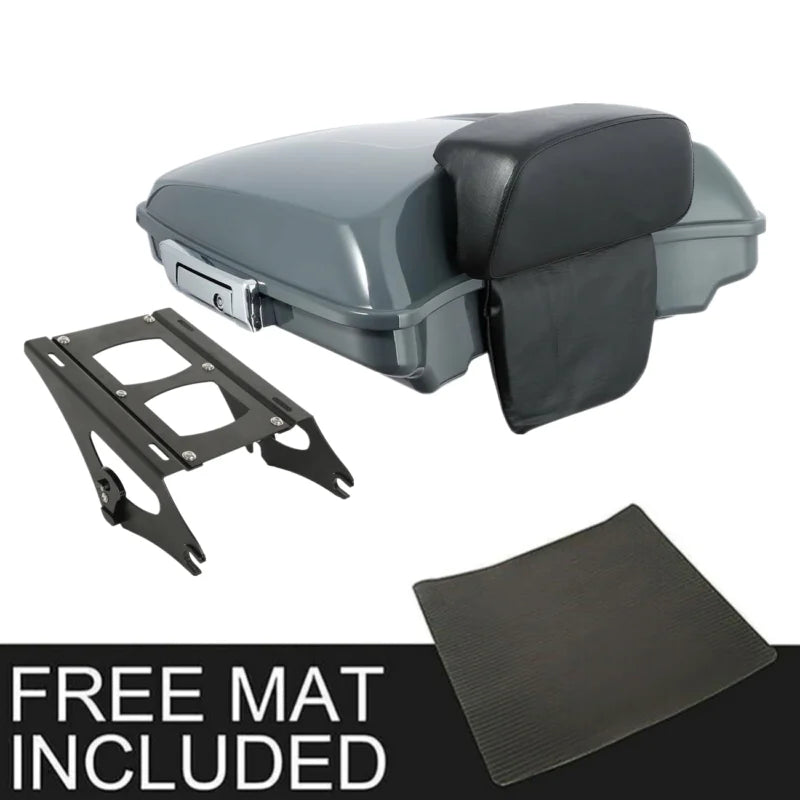Motorcycle Razor Trunk Backrest Rack For Harley Touring Road Glide Street Glide 2014-2025 Gunship Gray