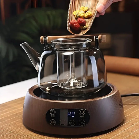 【2025 Trendsetter】Electric Ceramic Pot with Glass Handle - Home Use Tea Brewing and Water Heating Pot