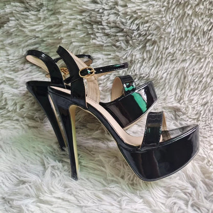 Women Peep Toes Sandals Stiletto Sexy Pumps Luxury Club 14cm Elegant Platform High Heels Nighclub Party Wedding Jazz Dance Shoes