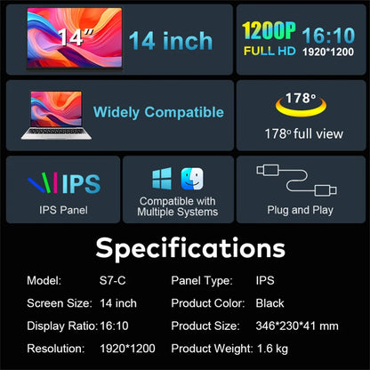 Dual Screen Extender FHD IPS Gaming Display Portable LCD Backlit Monitor High Definition for Productivity 14 to 16 inch Rospider