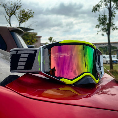 New Motorcycle Goggles Anti-Fog HD Lens, Motocross Glasses Windproof Protective Eyewear for MX MTB Cycling Riding Men & Women
