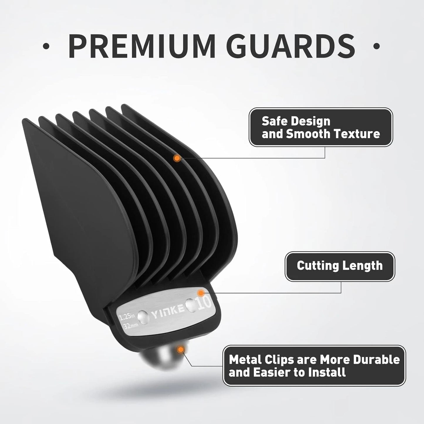YINKE Clipper Guards for Wahl Hair Clippers Trimmers with Metal Clip Premium 6 Size Cutting Lengths Limit Guide Comb Attachments