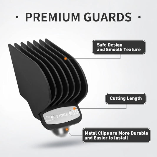 YINKE Clipper Guards for Wahl Hair Clippers Trimmers with Metal Clip Premium 6 Size Cutting Lengths Limit Guide Comb Attachments