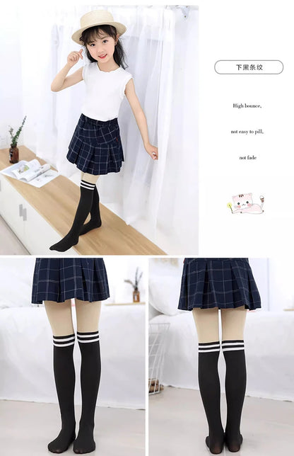 Spring autumn warm Baby Kids tights printing Cartoon Animal Bear pantyhose cats kitten Bunny Knee tattoo Student girls stocking