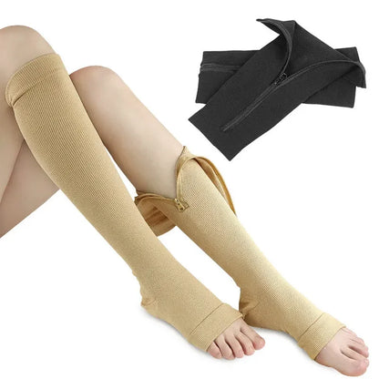 Zipper Compression Socks for Men with Varicose Veins Medical Diabetes Sports Socks for Running Cycling Women's Long Stockings