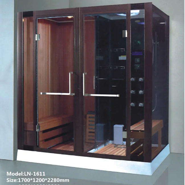 Ceiling light air enclosures wooden steam sauna and shower room bath