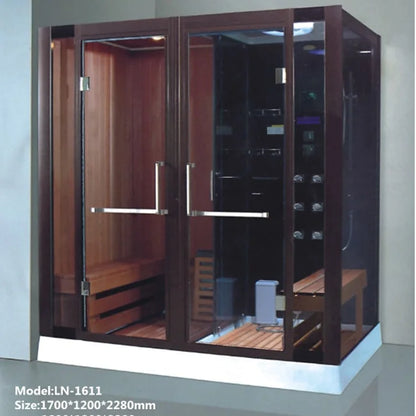 Ceiling light air enclosures wooden steam sauna and shower room bath