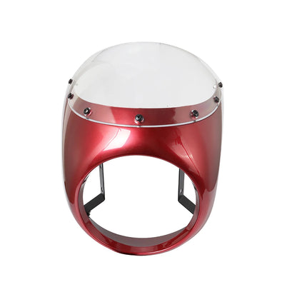 Motorcycle Red/White Front Headlight Fairing Windshield For Cafe Racer Honda Universal 7inch/16.5~18cm Retro Headlamp Windscreen