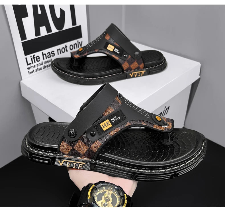 Men's high-quality beach shoes summer outdoor casual flip-flops sandals soft-sole non-slip comfort fashion dual-purpose slippers