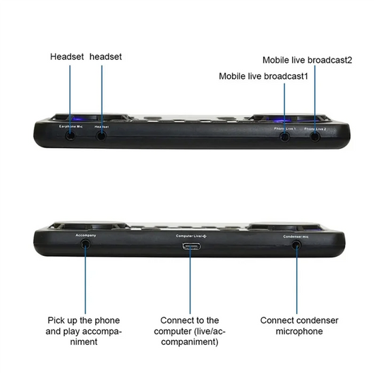New!!V300 Pro Sound Card Bluetooth-Compatible Audio Interface Mixer DJ Digital Effect Noise Reduction Console USB Record
