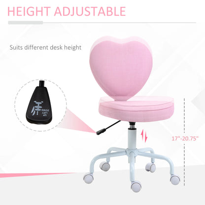 Rolling Upholstery Leisure Lounge Vanity Chair with Heart Back and Sponge Seat