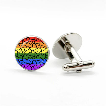 LGBT Rainbow Pride Cufflinks Man High Quality Jewelry Accessories Gay Pride Rainbow Flag Photo Suit Shirt Cuff Links Gift