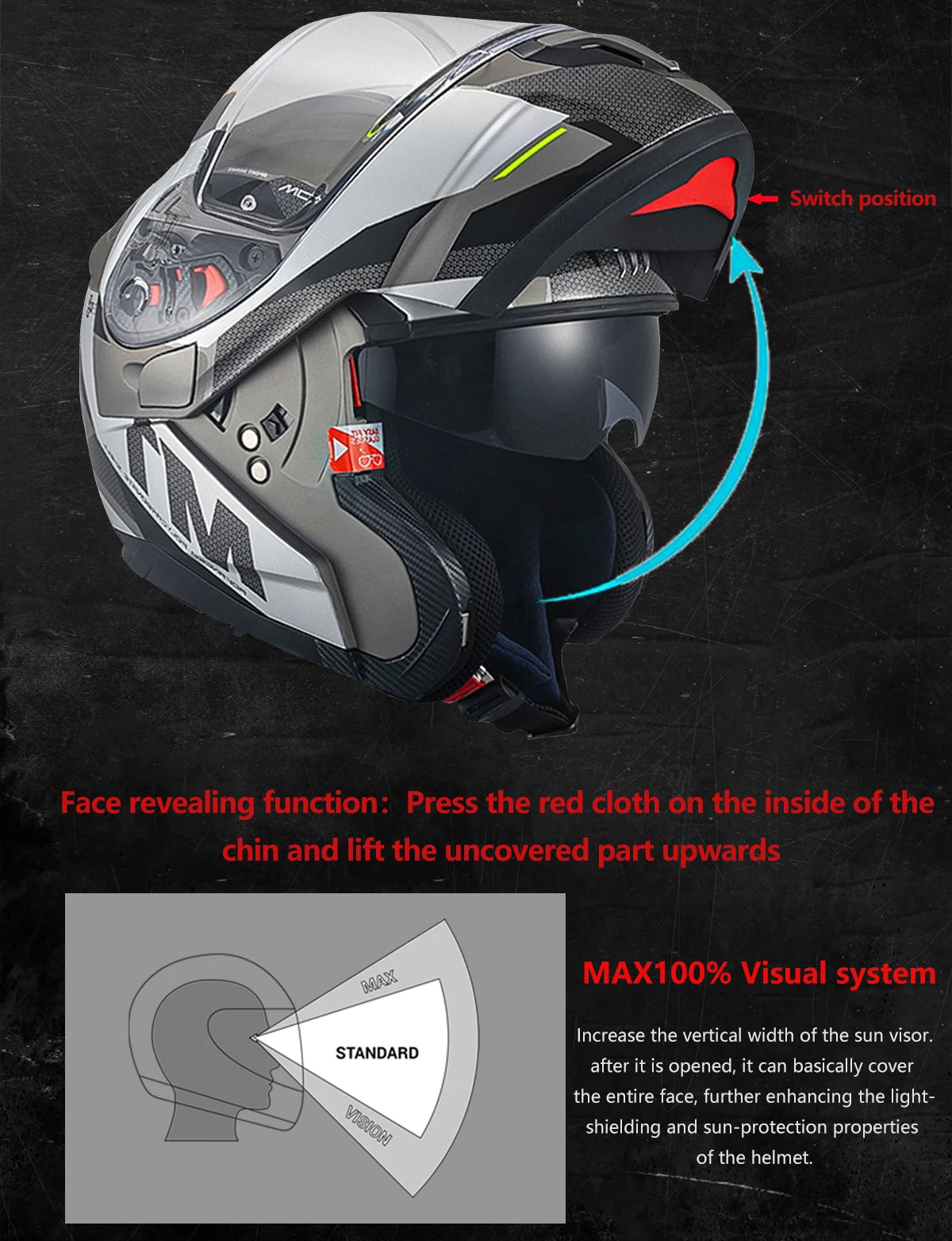 New Arrival Motorcycle Flip-Up Helmets Atom Sv Dual Lens Off Road 4 Seasons Helmets Color Options M-4Xl