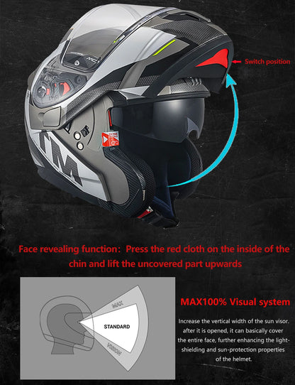 New Arrival Motorcycle Flip-Up Helmets Atom Sv Dual Lens Off Road 4 Seasons Helmets Color Options M-4Xl