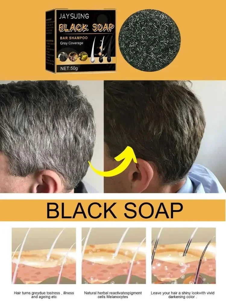 Magic White Hair to Black Shampoo Dye Soap Natural Color Soap Restore Gray Beard Cover Gray Hair Dye Hair Fixing Shampoo