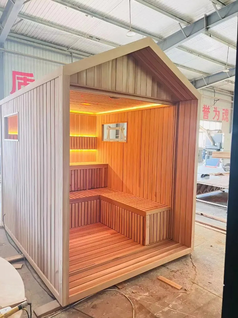 Customizable 2 Person Mini Infrared Sauna Hemlock Wood Low EMF Far Infrared Heaters for Home Detox Health Relaxation